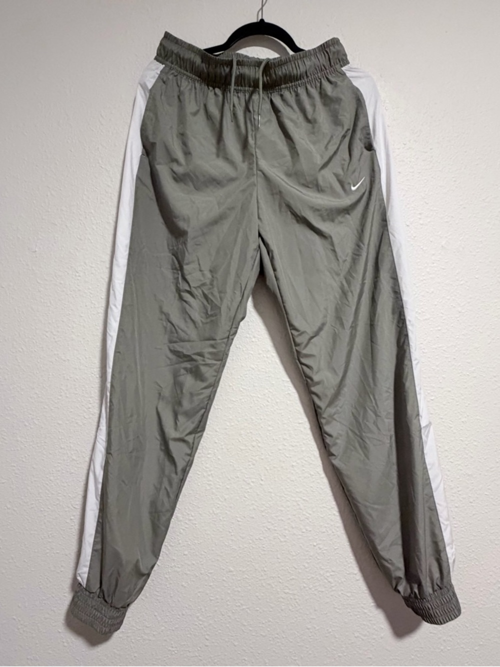 Nike Men's Olive Track Pants with White Side Panels